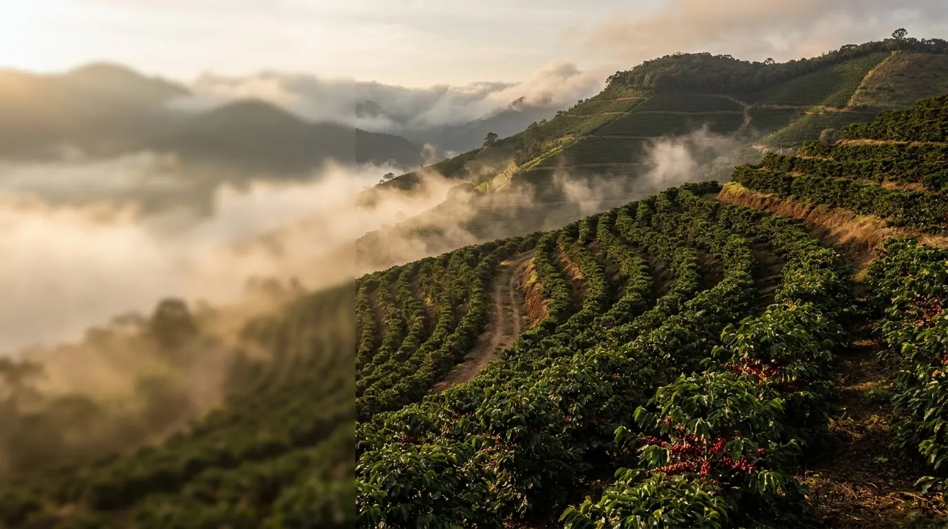 Lavoura de café em altitude na Serra da Mantiqueira